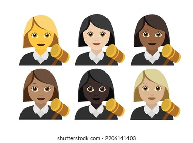 Judge law vector emoji face woman female law