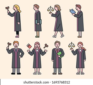 Judge, lawyer characters. flat design style minimal vector illustration.