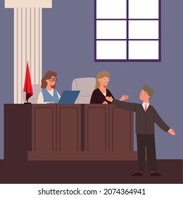 judge, lawyer in courthouse concept