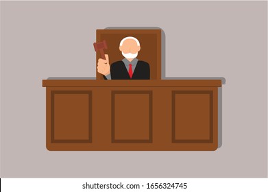 Judge and lawyer on podium. Creative idea design. Flat vector illustration for template, brochure or presentation.
