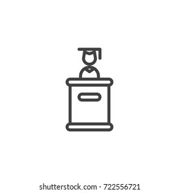 Judge line icon, outline vector sign, linear style pictogram isolated on white. Symbol, logo illustration. Editable stroke