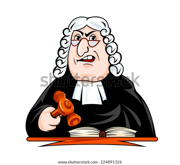 Judge make verdict. Vector illustration in cartoon style