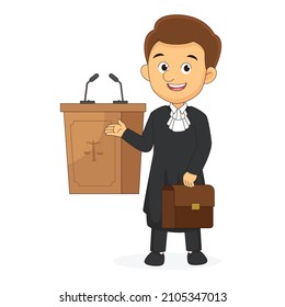 Judge man court worker in judicial robe holding book and hammer low justice