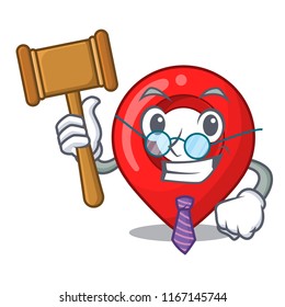 Judge map marker navigation pin mascot cartoon