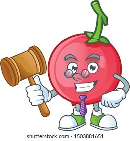 Judge mascot lovi lovi fruit on white background