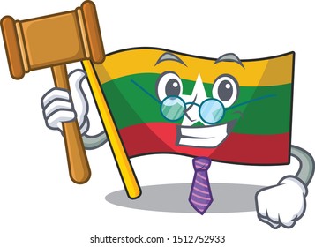 Judge Myanmar waving flag cartoon character