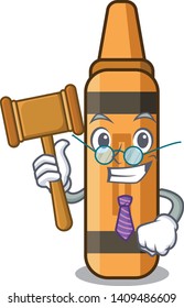 Judge orange crayon cartoon.