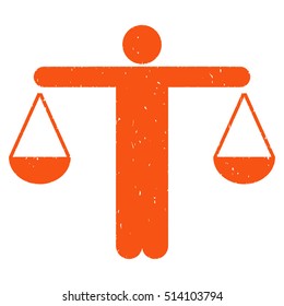 Judge Person rubber seal stamp watermark. Icon vector symbol with grunge design and unclean texture. Scratched orange ink sign on a white background.