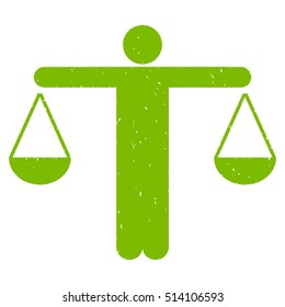 Judge Person rubber seal stamp watermark. Icon vector symbol with grunge design and dirty texture. Scratched eco green ink sticker on a white background.