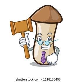 Judge pleurotus eryngii mushroom mascot cartoon