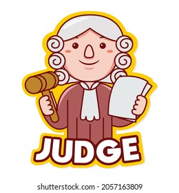 Judge Profession Mascot Logo Vector in Cartoon Style