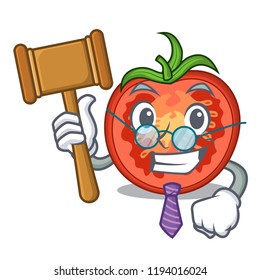 Judge red tomato slices isolated on mascot