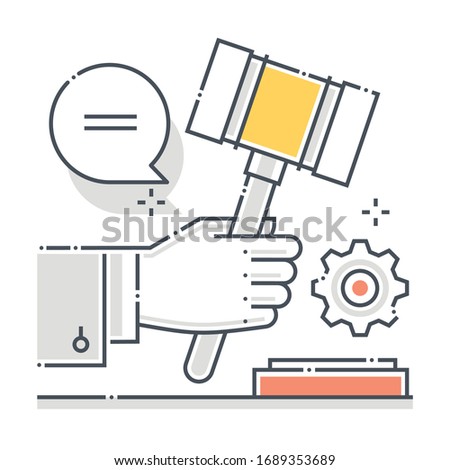 Judge related line vector icon, illustration. The icon is about conclusion, decision, hammer, law, legal, case. 