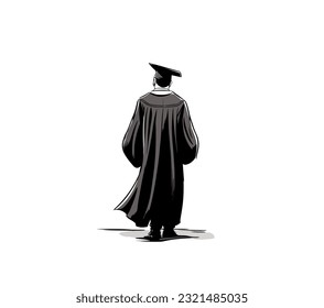 judge in a robe on a white background. back view. Vector illustration