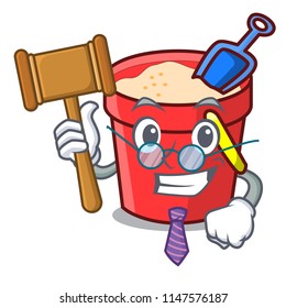 Judge sand bucket mascot cartoon