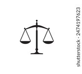 Judge scale silhouette icon trade weight and legal court symbol vector illustration.