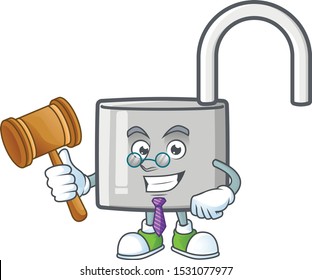 Judge silver unlock key on white background.