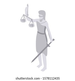 Judge statue icon. Isometric of judge statue vector icon for web design isolated on white background