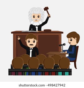 Judge Striking on Desk in Courtroom
