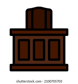 Judge Table Icon. Editable Bold Outline With Color Fill Design. Vector Illustration.