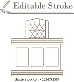 Judge Table Icon. Editable Stroke Simple Design. Vector Illustration.