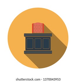 Judge table icon. Flat Design Circle With Long Shadow. Vector Illustration.