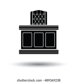 Judge table icon. White background with shadow design. Vector illustration.