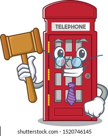 Judge telephone booth isolated with the cartoon