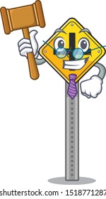 Judge toy crossing sign on cartoon table