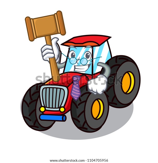 Judge tractor mascot cartoon\
style