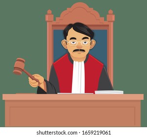 Judge using gavel in Indonesia's court - vector