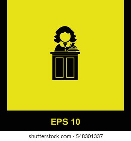 Judge vector black icon. Isolated illustration. Business picture.