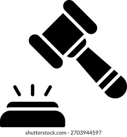 Desenho vetorial de juiz em estilo moderno, autoridade legal e conceito de aplicação anticorrupção, ilustração de justiça. Ícone de Glifo