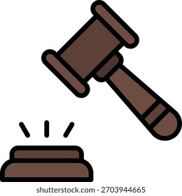 Desenho vetorial de juiz em estilo moderno, autoridade legal e conceito de aplicação anticorrupção, ilustração de justiça. Ícone Linha Preenchida