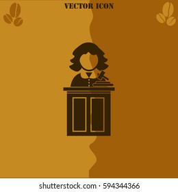 Judge vector  icon. Coffee symbol background.