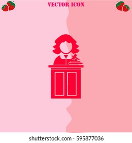 Judge vector  icon. Strawberry Background.