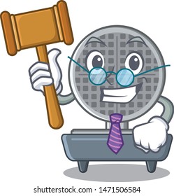 Judge waffle iron above the table mascot