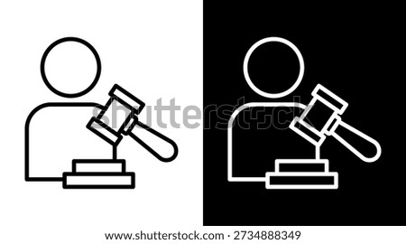 Judge White Icon Set Vector