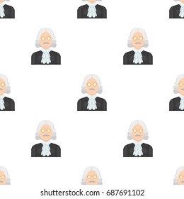 A judge in a wig and glasses. A person who makes a verdict to a criminal.Prison single icon in cartoon style vector symbol stock illustration.