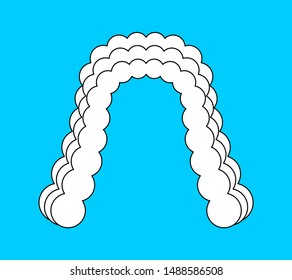 Judge wig isolated. White hair curls. vector illustration