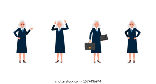 Judge woman character vector design. Presentation in various action.