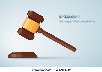 judge wood hammer background. concept of justice. vector illustration EPS10