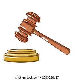 Judge wood hammer icon. Cartoon of judge wood hammer vector icon for web design isolated on white background