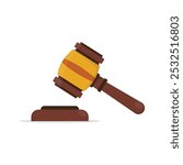 Judge Wood Hammer Icon Vector Design.