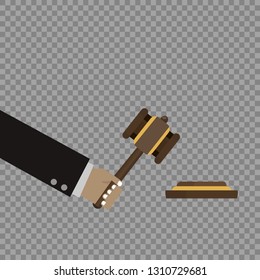 Judge Wood Hammer vector illustration, flat design, auction, judgment.