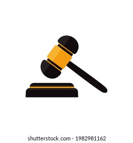 Judge Wood Hammer vector illustration, flat design, auction, judgment, isolated on white background