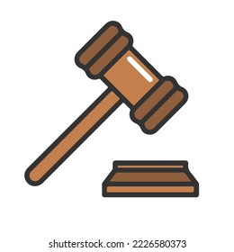 Judge Wood Hammer vector illustration, auction, flat design, judgment, auction icon can be used for web and mobile