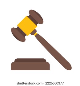 Judge Wood Hammer vector illustration, auction, flat design, judgment, auction icon can be used for web and mobile