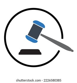 Judge Wood Hammer vector illustration, auction, flat design, judgment, auction icon can be used for web and mobile