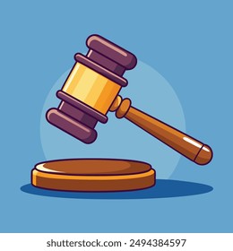 Judge Wood Hammer vector illustration, flat design, auction, judgment.